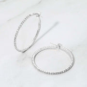 40mm Rhinestone Paved Hoop Earrings
