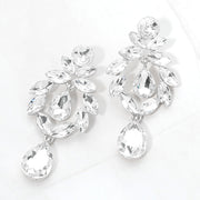 Marquise Stone Cluster Teardrop Link Dangle Evening Earrings