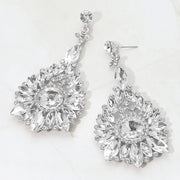 Elegant Marquise Round Stone Cluster Teardrop Evening Earrings