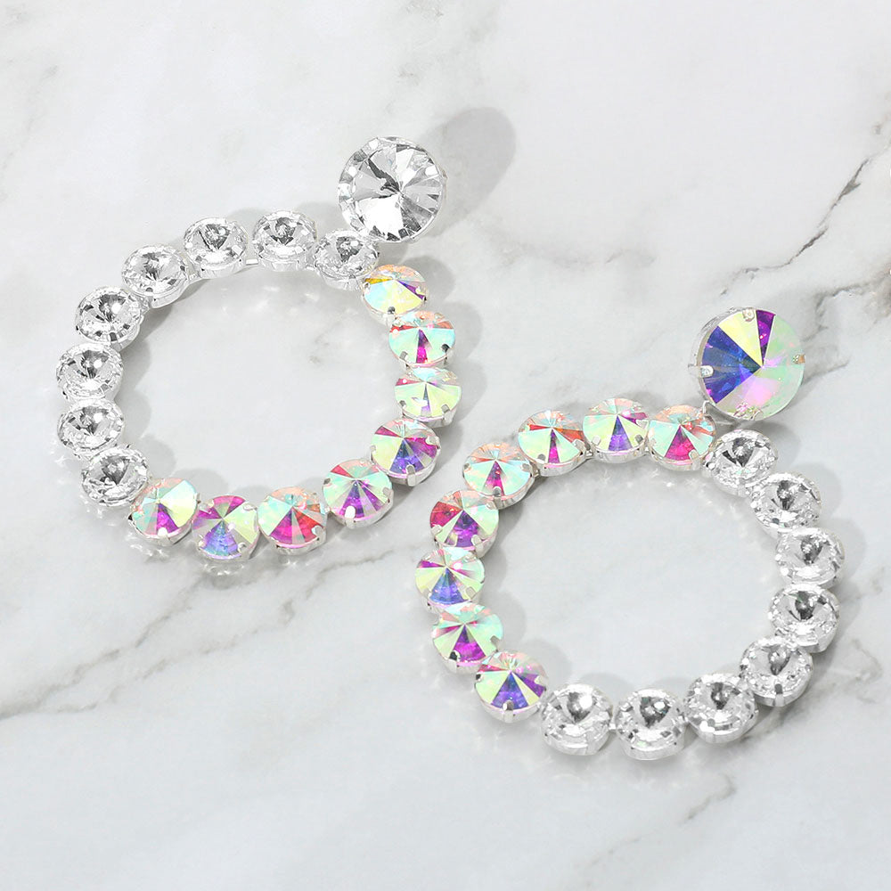 Round Stone Link Evening Earrings