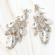 Bold Marquise Stone Cluster Embellished Drop Statement Evening Earrings