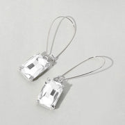 Emerald Cut Stone Dangle Evening Earrings