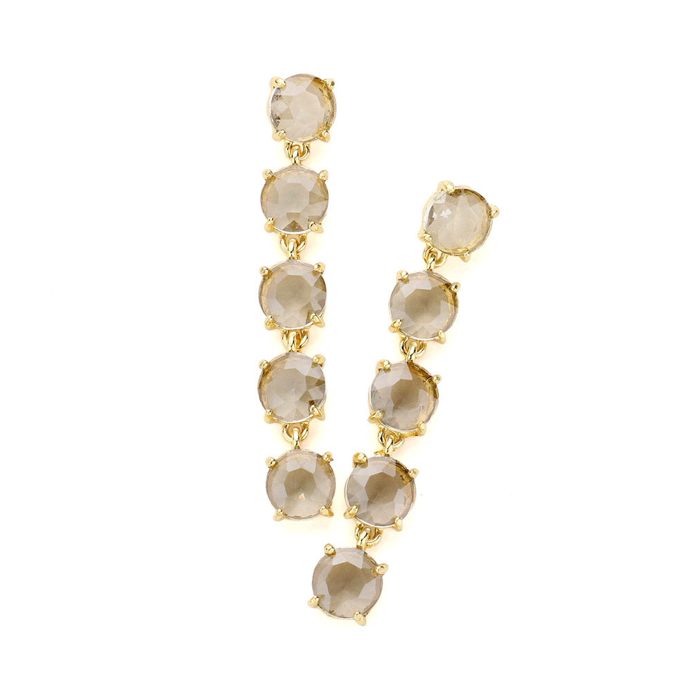 Round Stone Link Dangle Evening Earrings