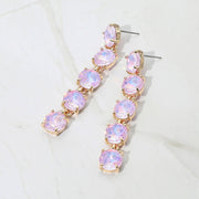 Round Stone Link Dangle Evening Earrings
