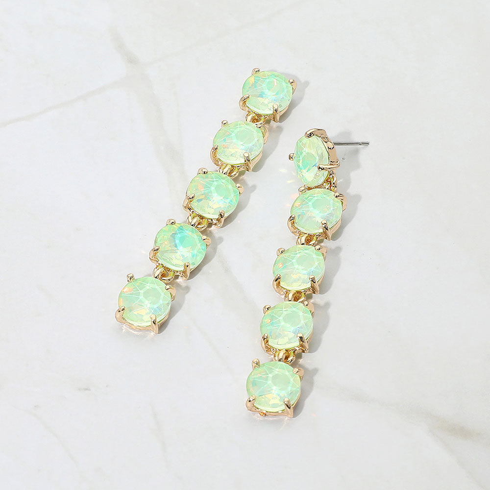 Round Stone Link Dangle Evening Earrings