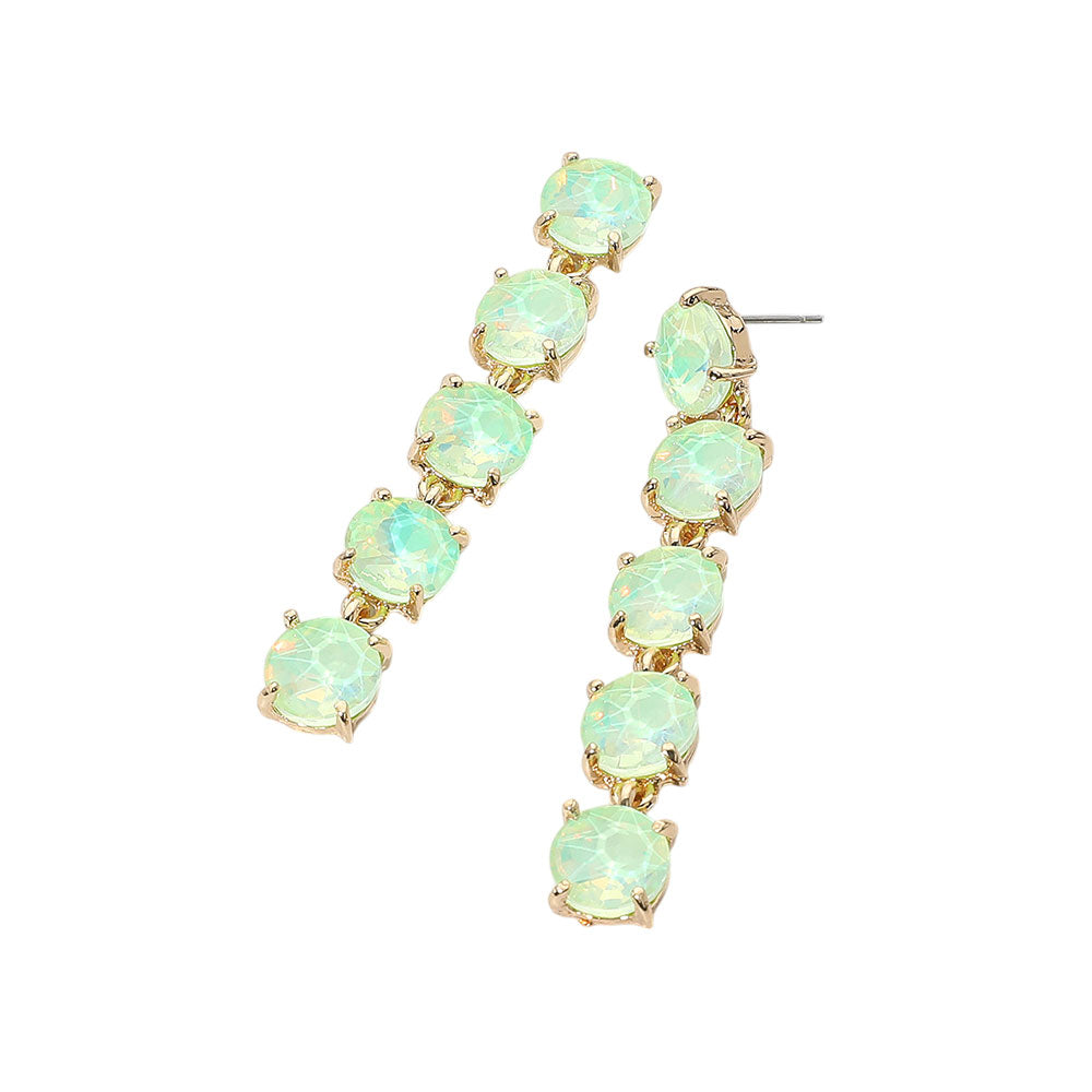Round Stone Link Dangle Evening Earrings