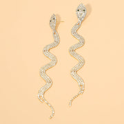 Rhinestone Snake Drop Statement Earrings