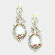 Glass crystal teardrop vine earrings