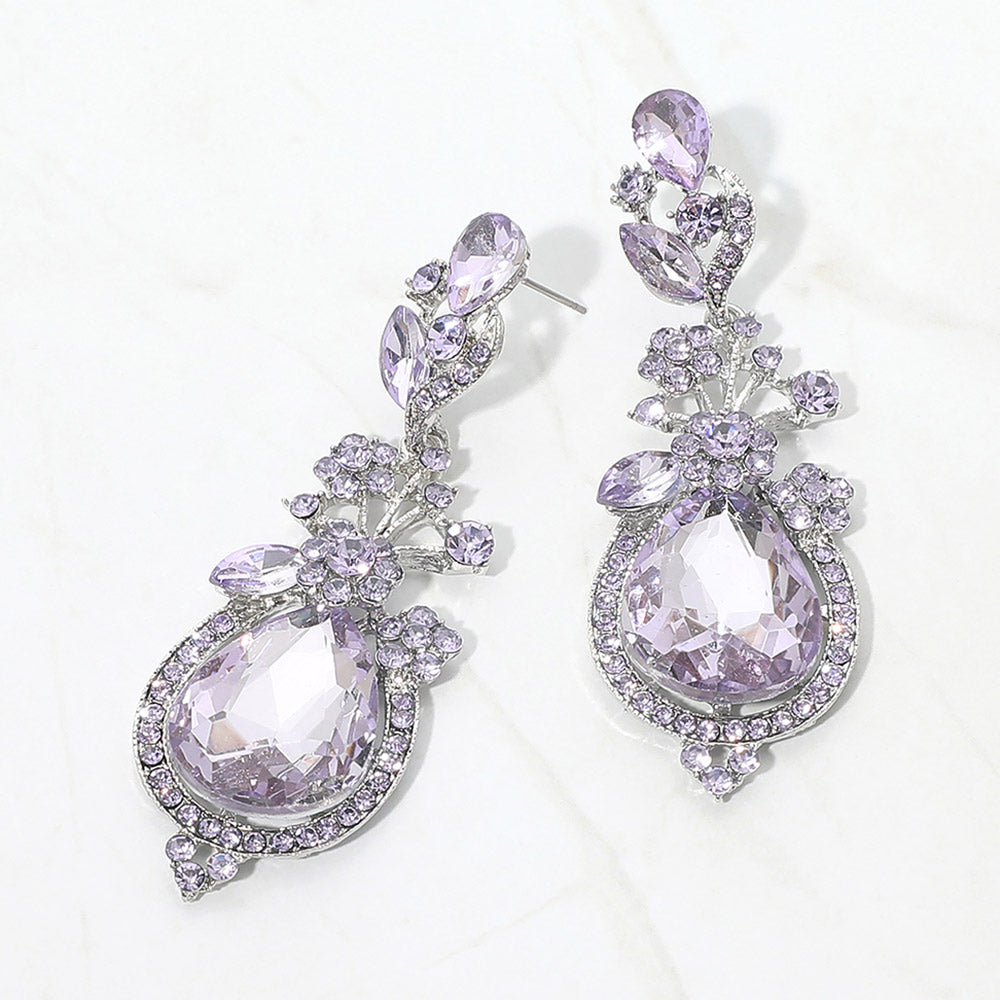 Glass crystal teardrop vine earrings