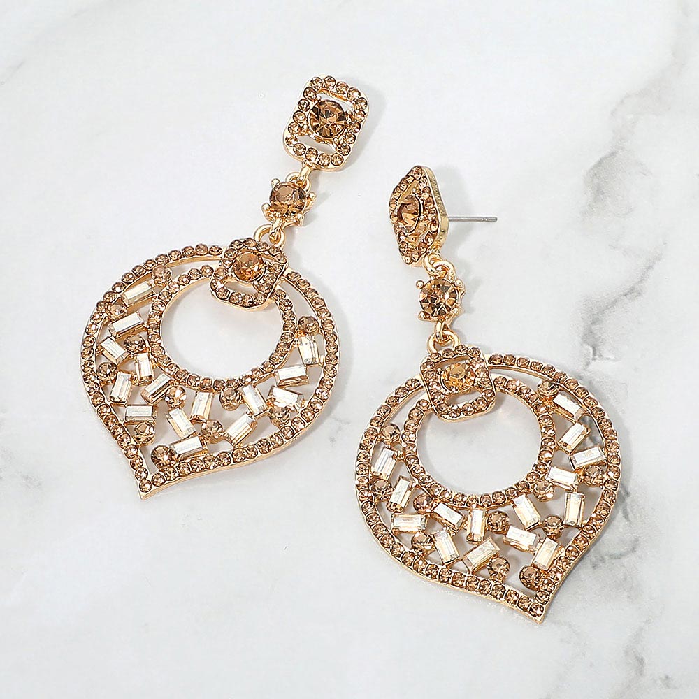 Rectangle Rhinestone Cluster Evening Earrings