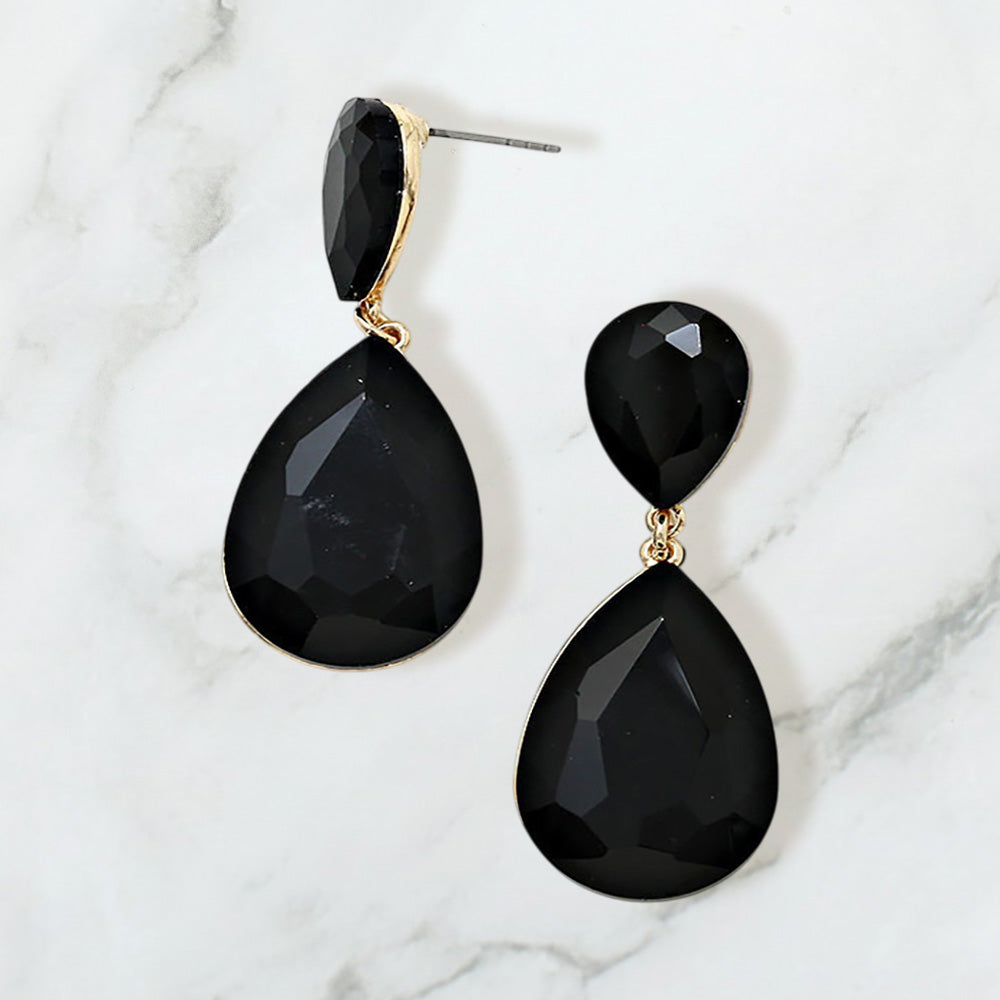 Teardrop Crystal Rhinestone Evening Earrings