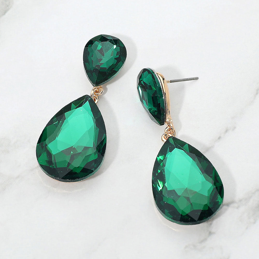 Teardrop Crystal Rhinestone Evening Earrings