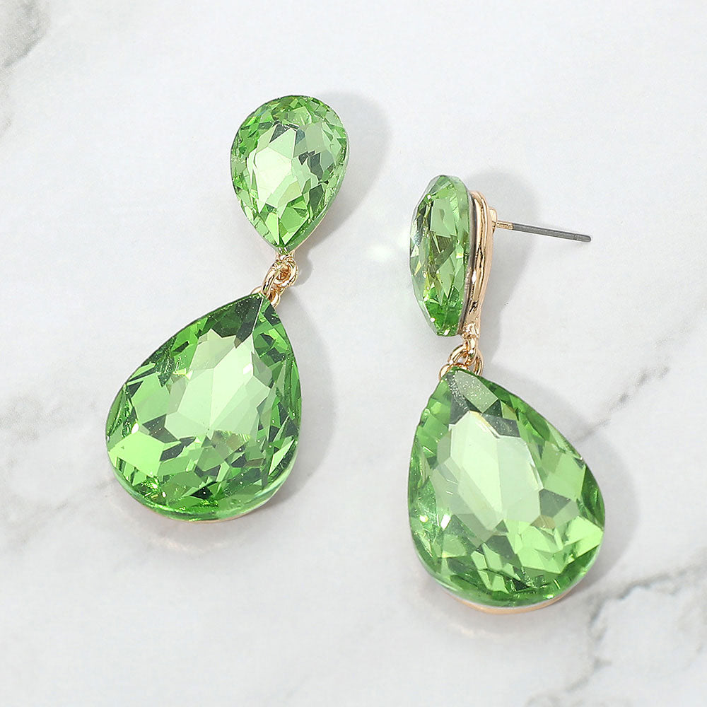Teardrop Crystal Rhinestone Evening Earrings