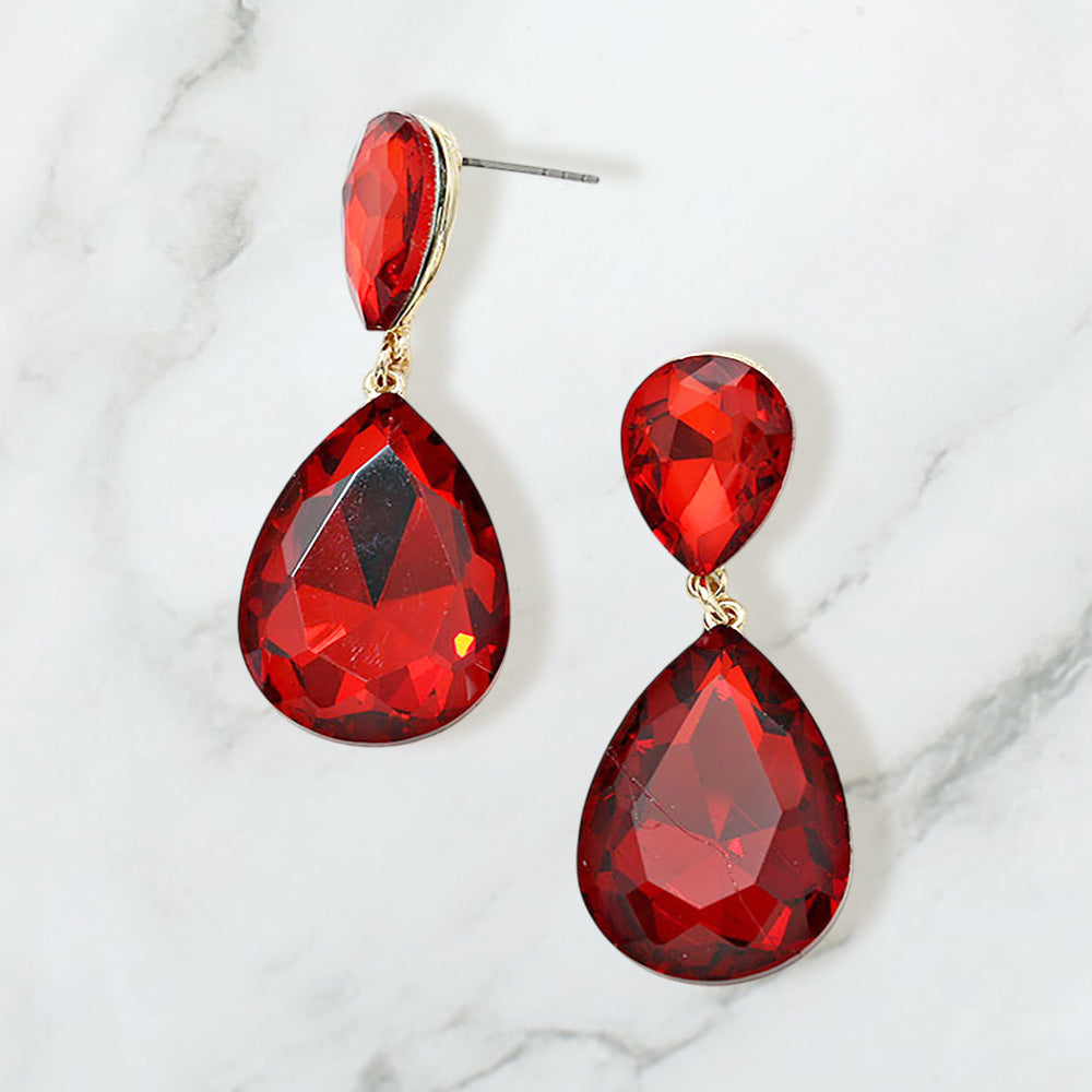 Teardrop Crystal Rhinestone Evening Earrings