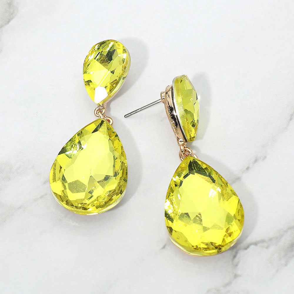 Teardrop Crystal Rhinestone Evening Earrings