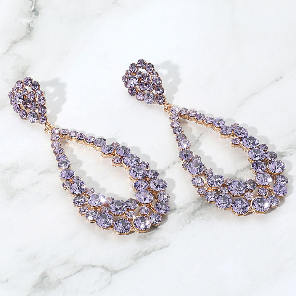 Crystal Bubble Cluster Teardrop Evening Earrings
