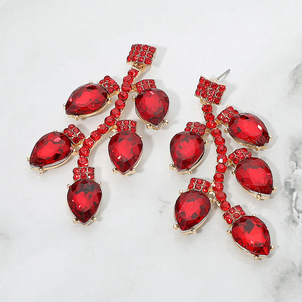 Crystal Branch Drop Evening Statement Earrings