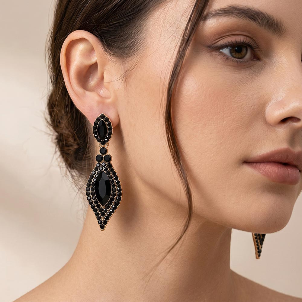 Marquise Stone Accented Evening Earrings