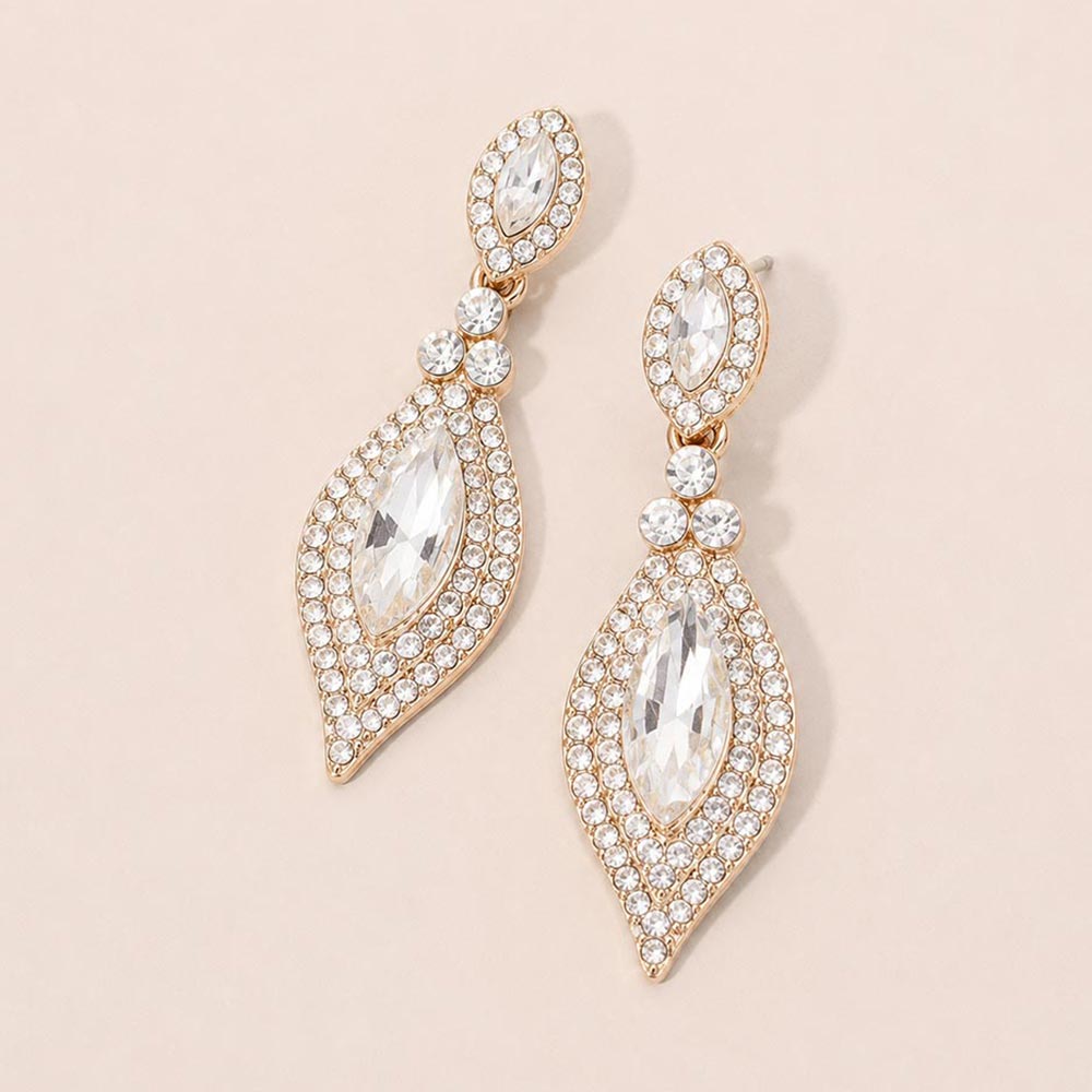 Marquise Stone Accented Evening Earrings