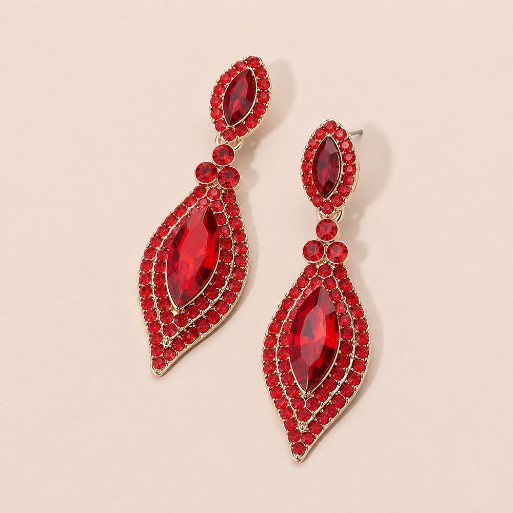 Marquise Stone Accented Evening Earrings