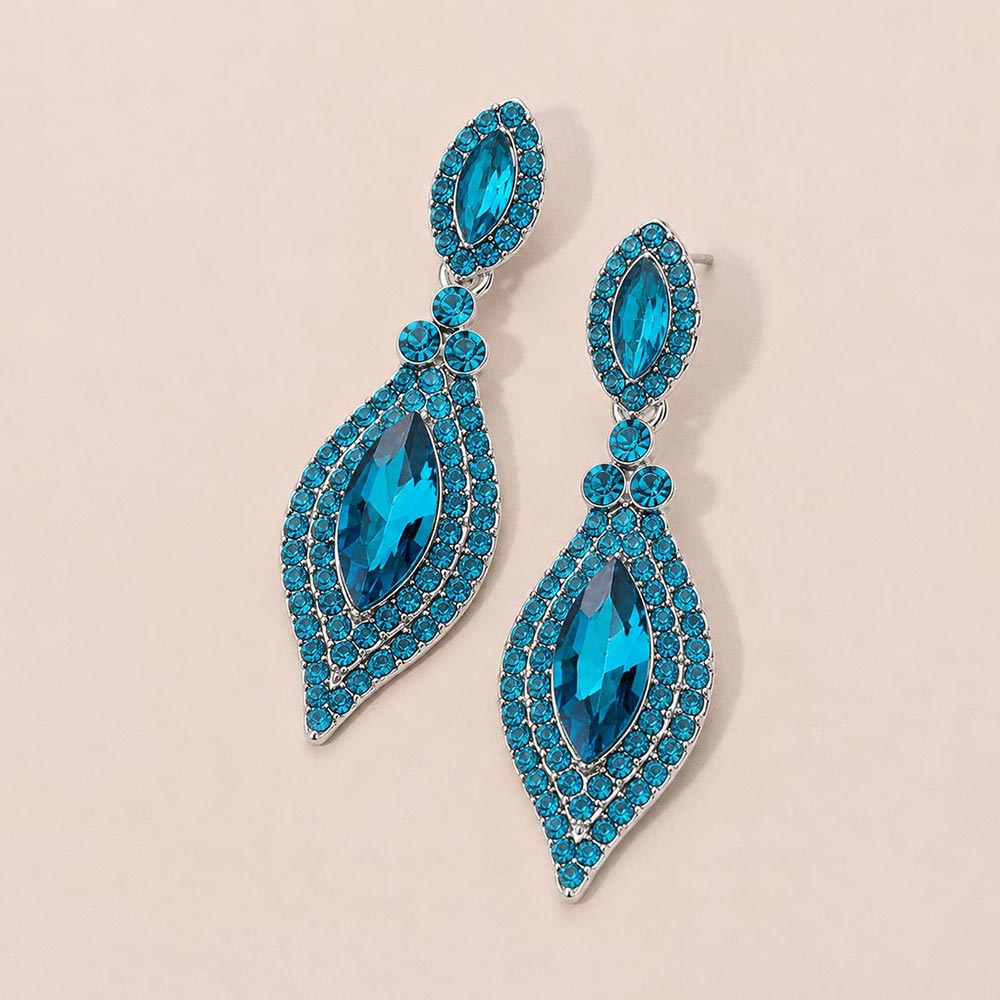 Marquise Stone Accented Evening Earrings