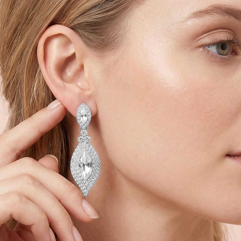 Marquise Stone Accented Evening Earrings