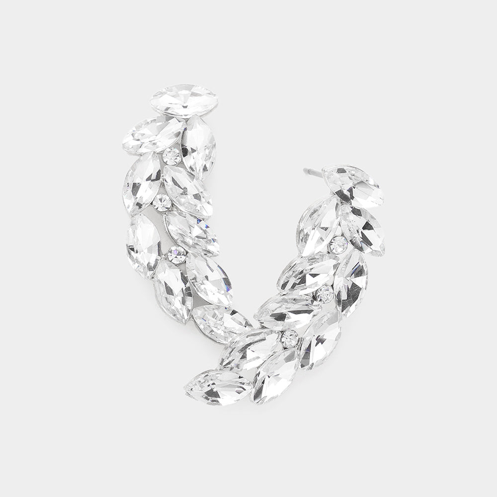 Marquise Stone Cluster Evening Earrings