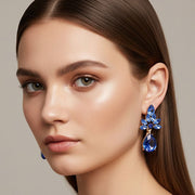 Marquise Cluster Teardrop Stone Dangle Evening Earrings