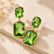 Square Stone Cluster Dangle Evening Earrings