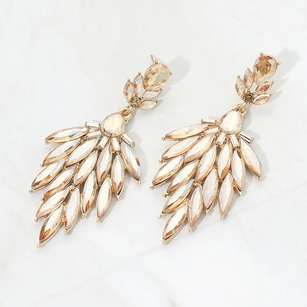 Marquise Cluster Embellished Drop Evening Earrings