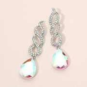 Teardrop Rhinestone Pave Drop Evening Earrings