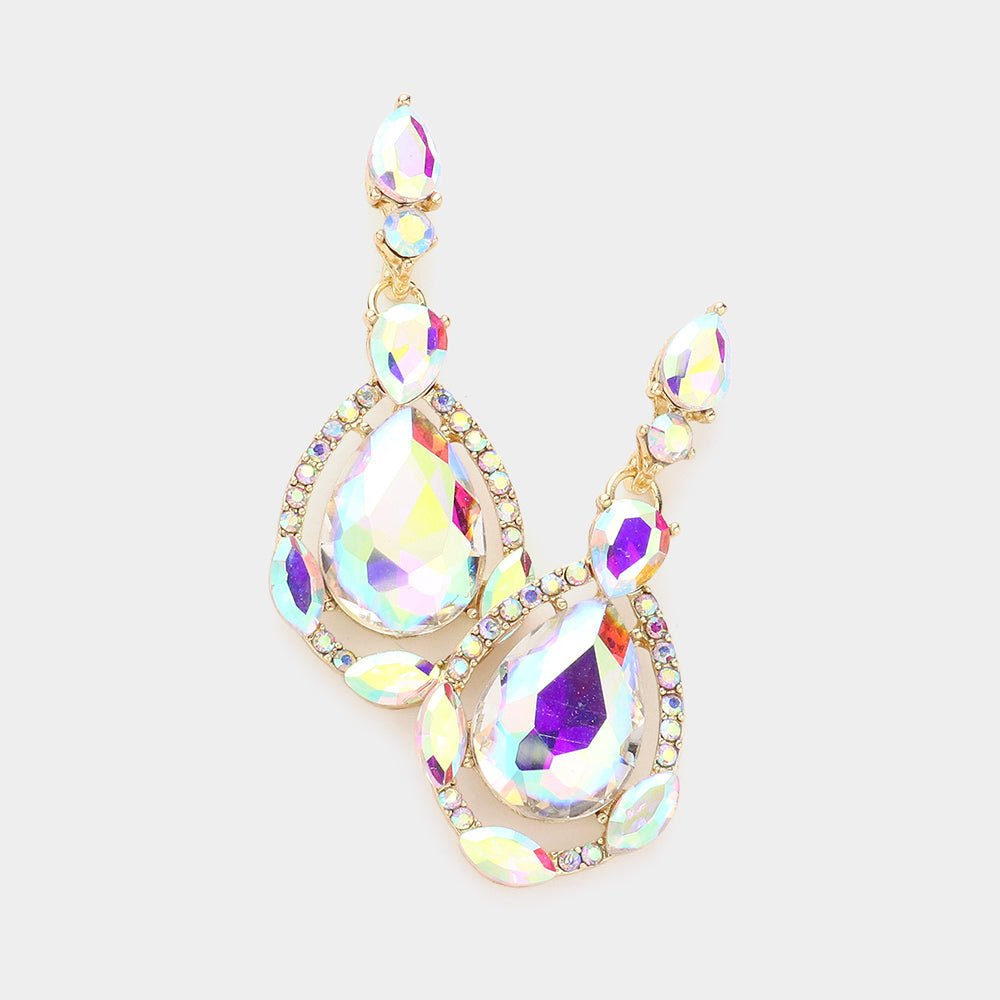 Crystal Rhinestone Teardrop Evening Earrings