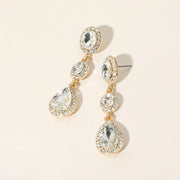 Oval Teardrop Stone Cluster Link Dropdown Evening Earrings