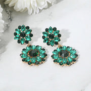 Floral Stone Cluster Drop Dangle Evening Earrings