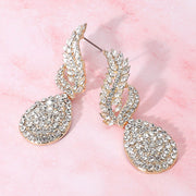 Rhinestone Embellished Teardrop Dangle Evening Earrings