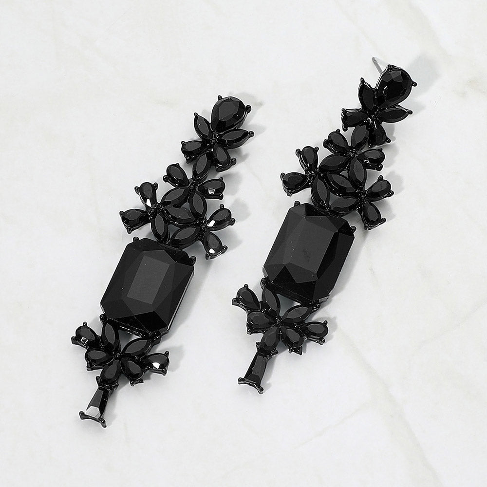 Bold Geometric Stone Drop Evening Earrings