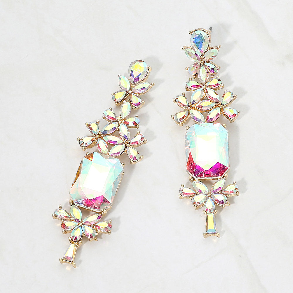 Bold Geometric Stone Drop Evening Earrings