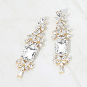 Bold Geometric Stone Drop Evening Earrings