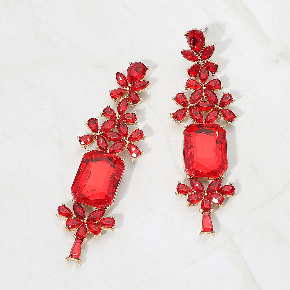 Bold Geometric Stone Drop Evening Earrings
