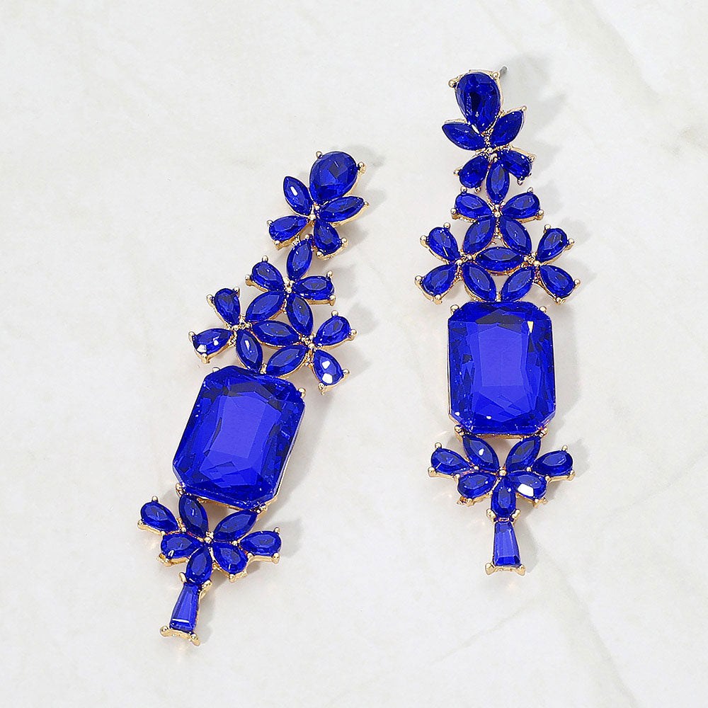 Bold Geometric Stone Drop Evening Earrings