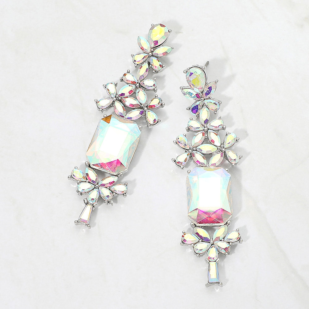 Bold Geometric Stone Drop Evening Earrings