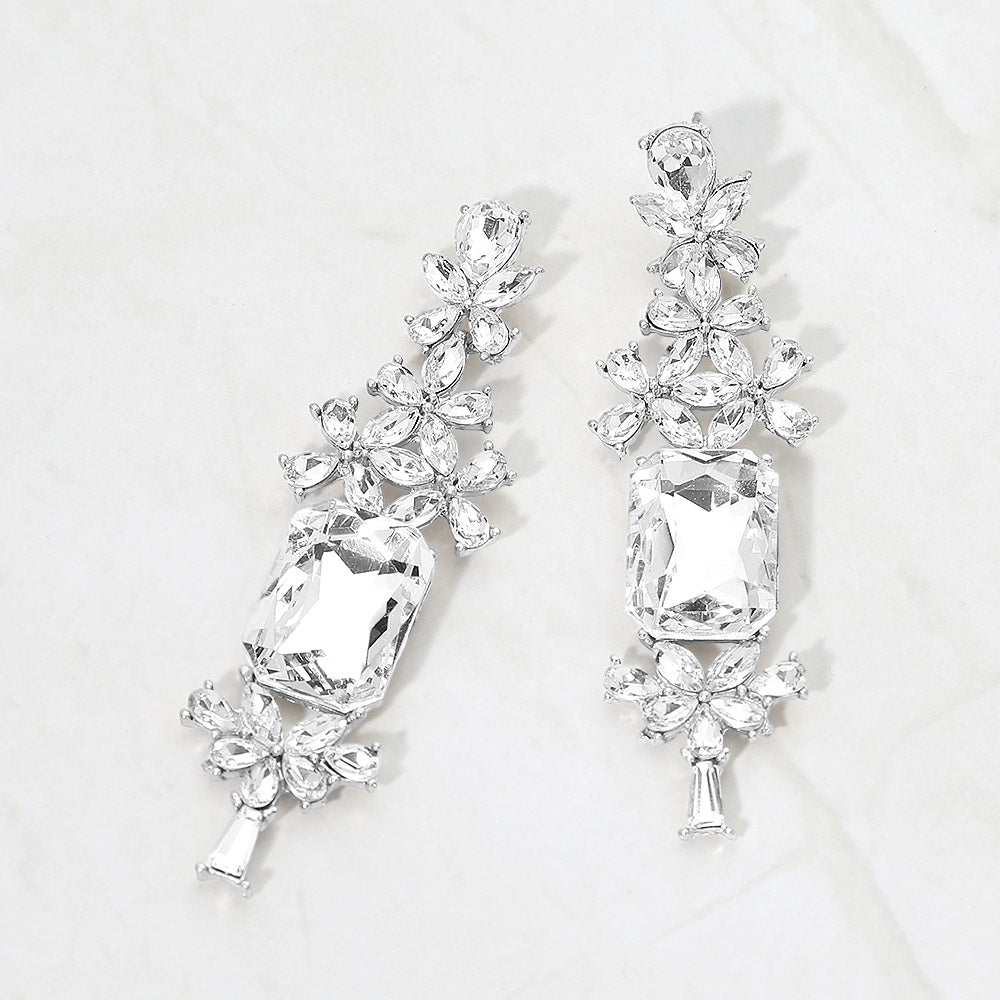 Bold Geometric Stone Drop Evening Earrings