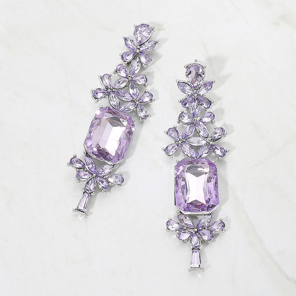 Bold Geometric Stone Drop Evening Earrings