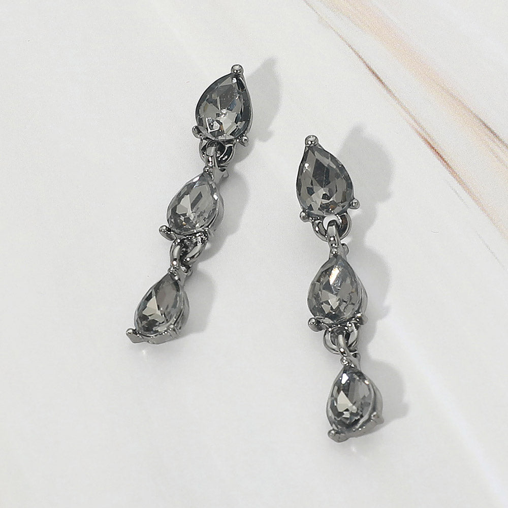 Triple Teardrop Cluster Link Drop Evening Earrings
