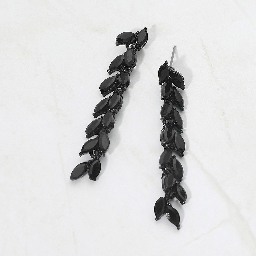 Marquise Crystal Cluster Linear Drop Evening Earrings