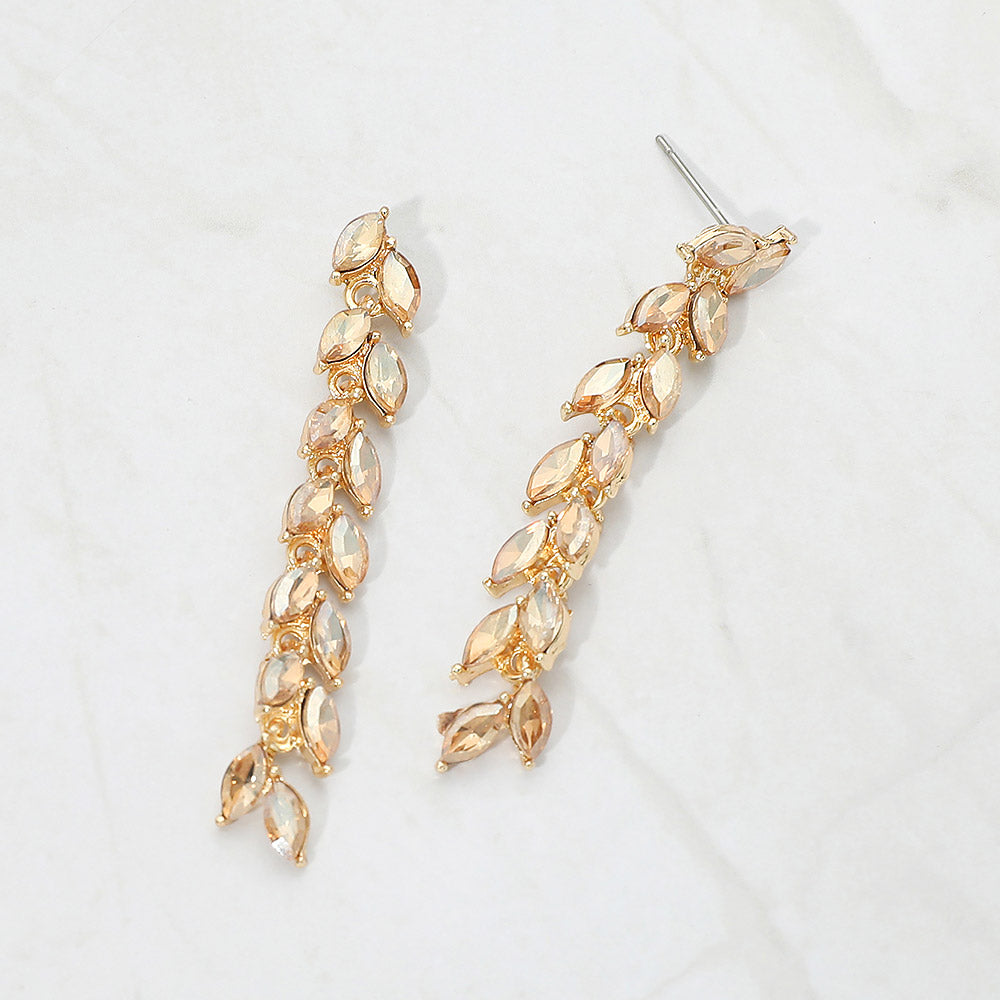 Marquise Crystal Cluster Linear Drop Evening Earrings
