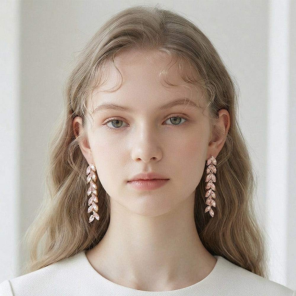 Marquise Crystal Cluster Linear Drop Evening Earrings