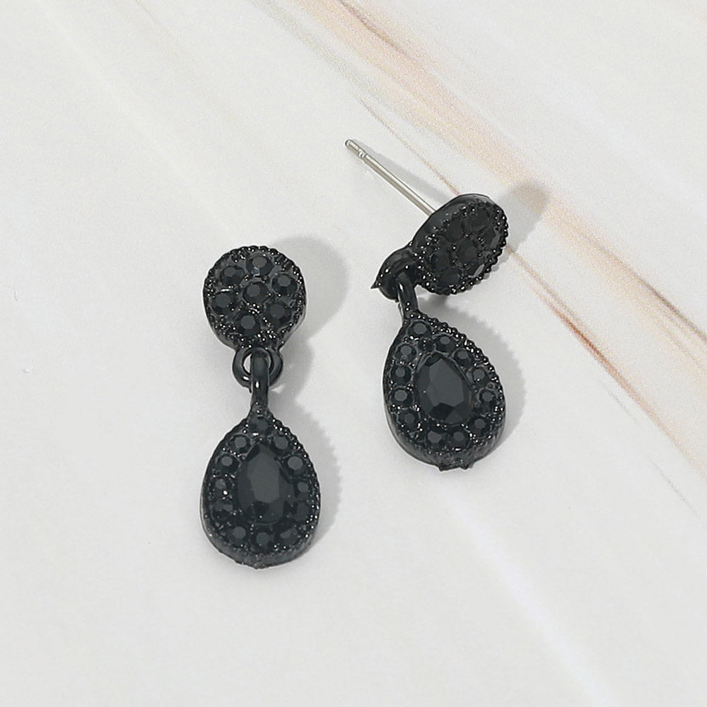 Teardrop Halo Charm Drop Evening Earrings