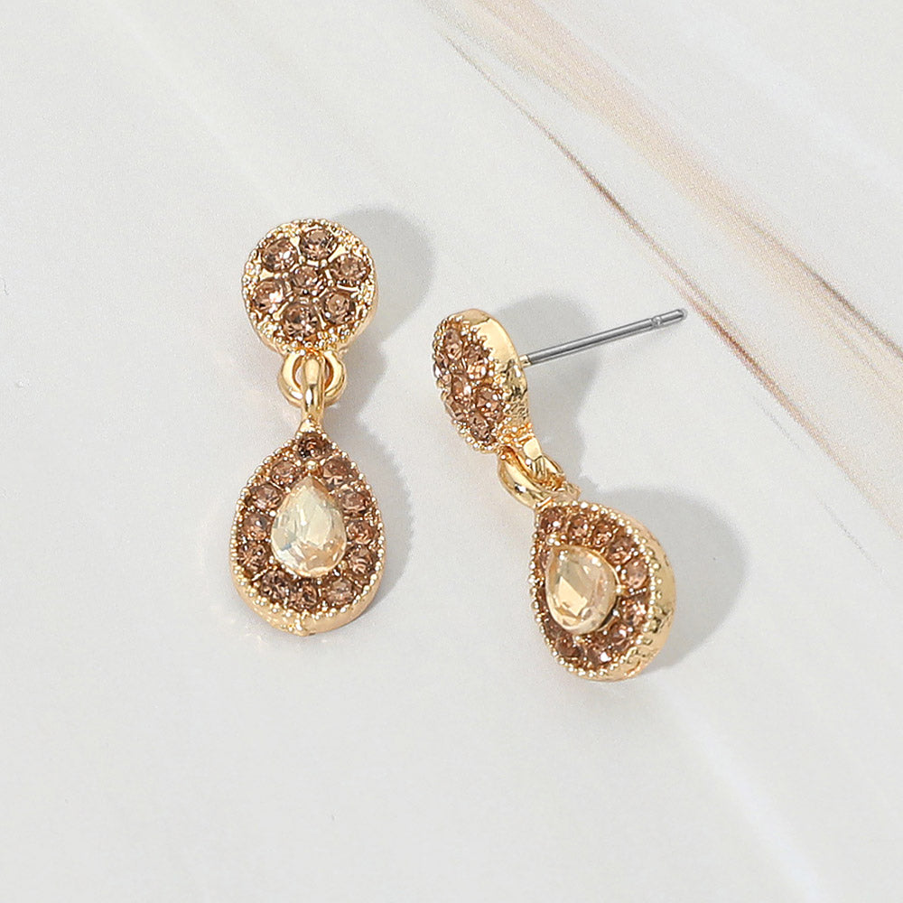 Teardrop Halo Charm Drop Evening Earrings