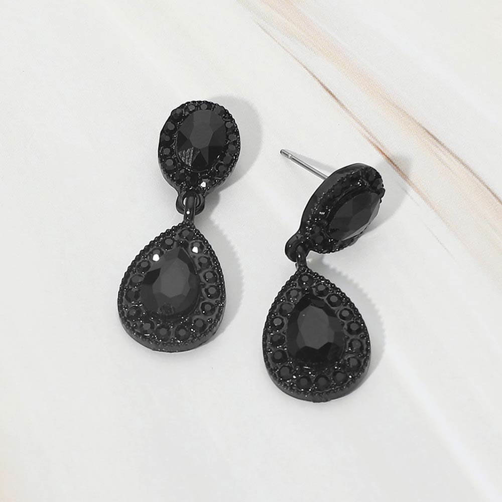 Faceted Teardrop Dangle Evening Earrings